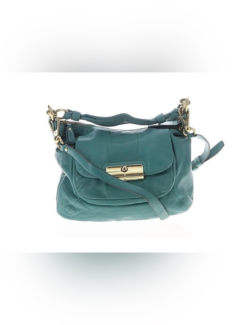 Coach Kristin Teal Convertible Hobo Bag with Gold Hardware